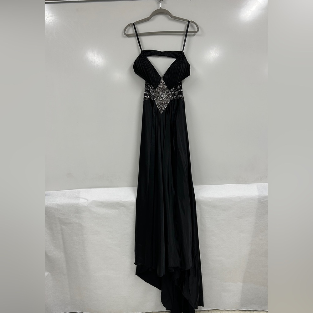 Tiffany Black Beaded Halter Gown Size 2 Formal wedding guest Y2K Glam Evening
